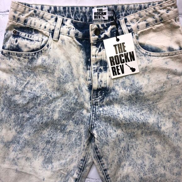 NWT womens size 10 the rockn rev acid wash cropped high waist mom jeans - Picture 2 of 9